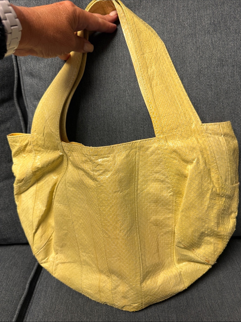 Everyday Yellow Textured Tote Bag with Wide Straps